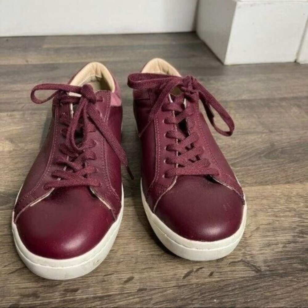 Lacoste Burgundy Woman's Sneakers Low Top Leather Sneakers Size 8 - Picture 4 of 13